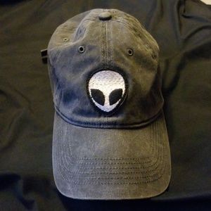 John Galt Alien Baseball Hat Cap Grey Washed Denim